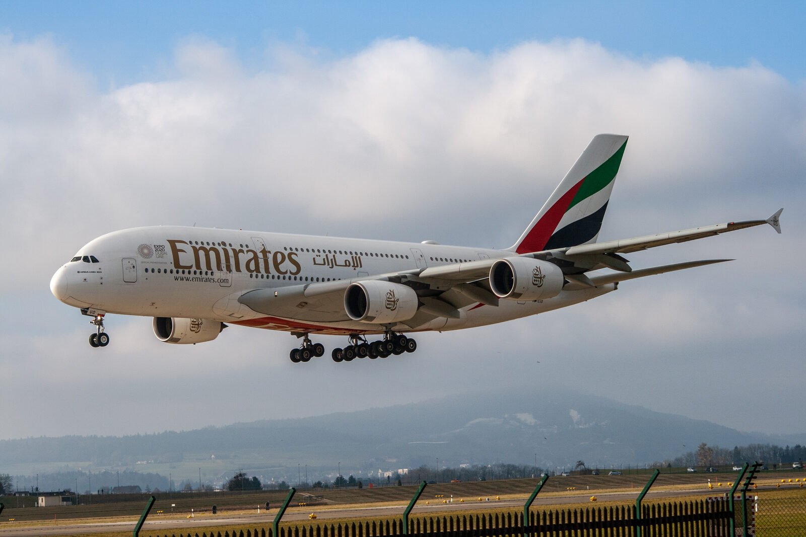 Emirates Airbus A380 in flight
